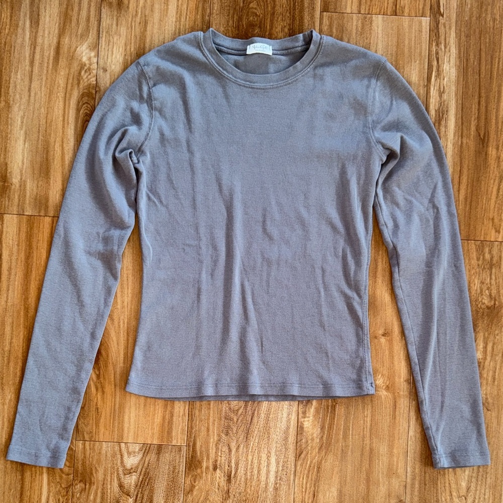 Brandy Melville Ainsley Long Sleeve Crop Top in Gray
